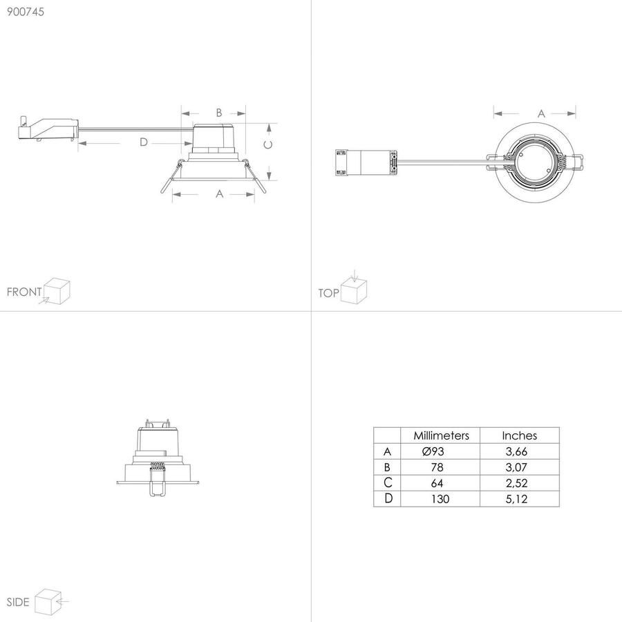 EGLO Plafondlamp SALICETO inbouwlamp 3-delige set wit dimbaar lampenkop draaibaar (1 stuk)