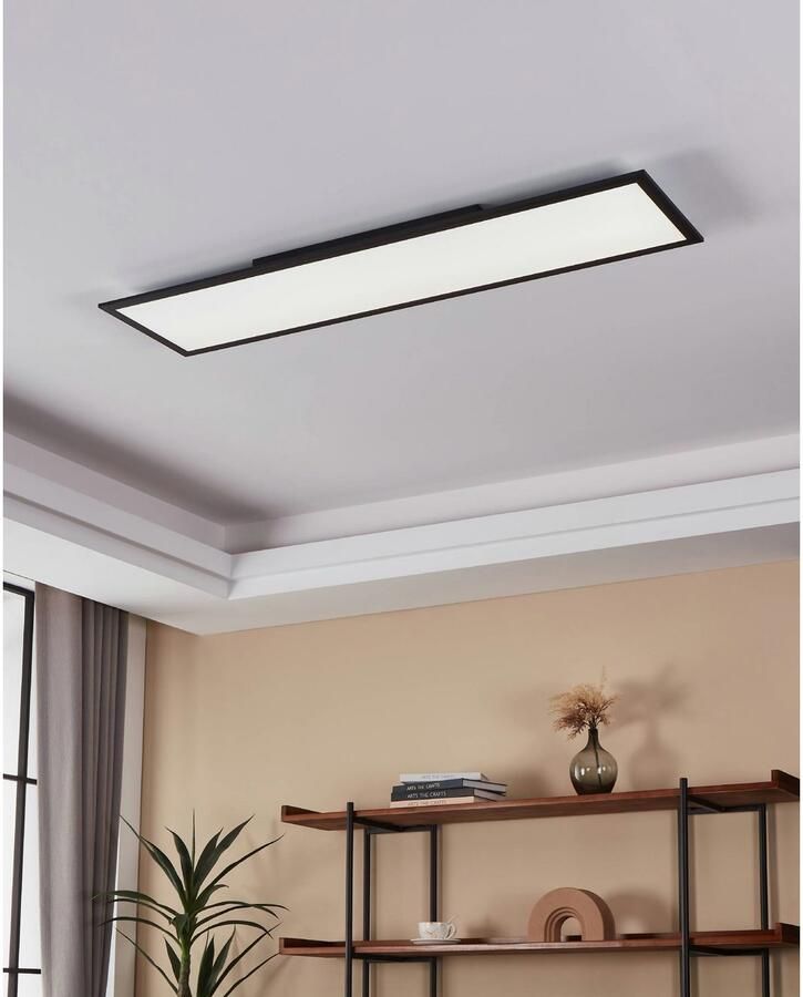 EGLO Plafondlamp SALOBRENA-Z plafondlamp zwart wit ZigBee 3.0 timer paneel Disco-modus app spraakbesturing Alexa 120x30x5cm excl. afstandsbediening (1 stuk) - Foto 7