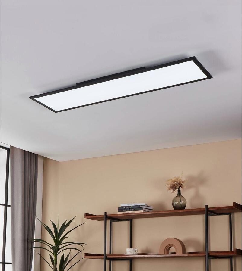 EGLO Plafondlamp SALOBRENA-Z plafondlamp zwart wit ZigBee 3.0 timer paneel Disco-modus app spraakbesturing Alexa 120x30x5cm excl. afstandsbediening (1 stuk) - Foto 6