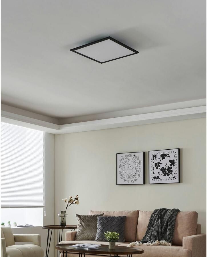 EGLO Plafondlamp SALOBRENA-Z plafondlamp zwart wit ZigBee 3.0 timer paneel Disco-modus app spraakbesturing Alexa 45x45x5cm excl. afstandsbediening (1 stuk) - Foto 7