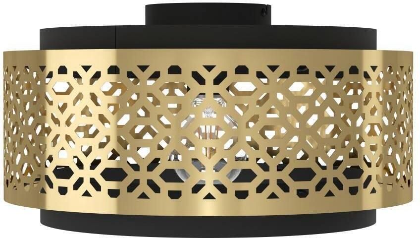 EGLO Plafondlamp SANDBACH Deckenlampe Stahl E27 Vintage Wohnzimmerlampe Lampe Plafondlamp metaal in messing en zwart E27 fitting Ø 42 cm (1 stuk) - Foto 3