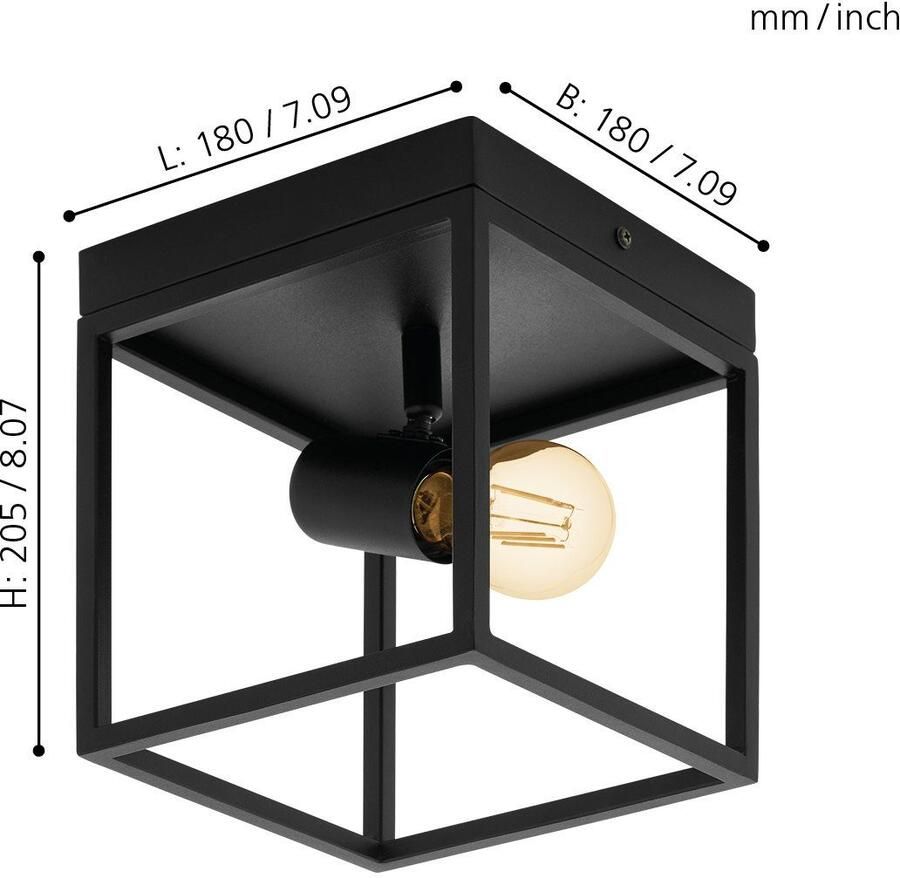 EGLO Plafondlamp SILENTINA Wand- plafondlamp zwart lamp excl. (1 stuk) - Foto 2
