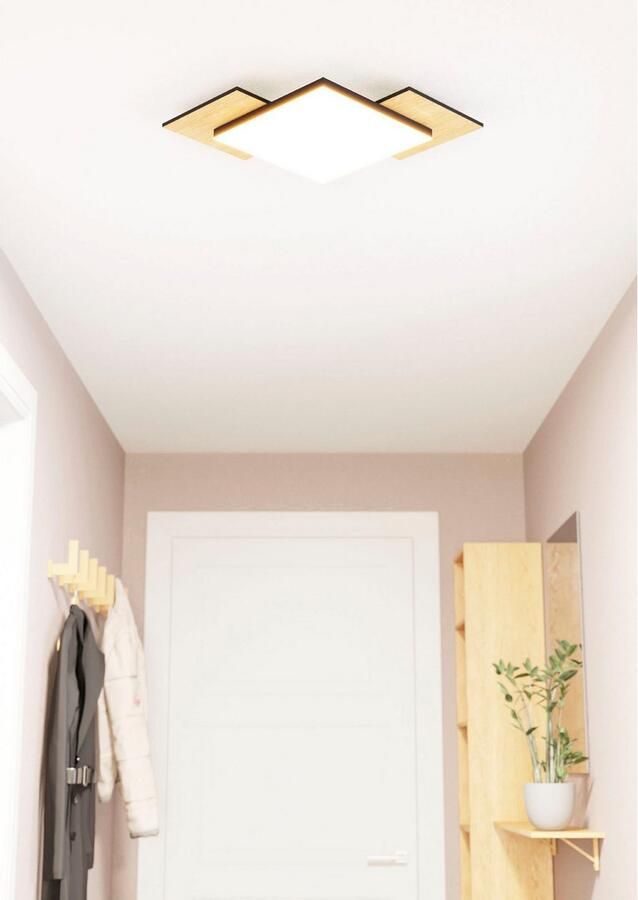 EGLO Plafondlamp TAMURIA Plafondlamp in zwart en bruin van staal hout 10 8W warmwit (1 stuk) - Foto 3