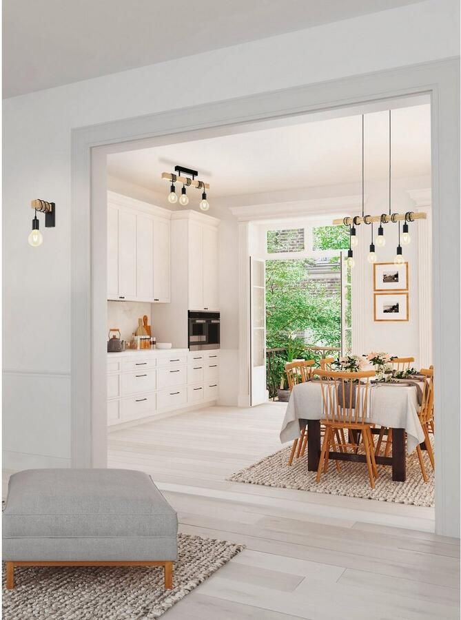 EGLO Hanglamp TOWNSHEND zwart bruin l100 x h110 x b10 cm retro vintage eettafel - Foto 3