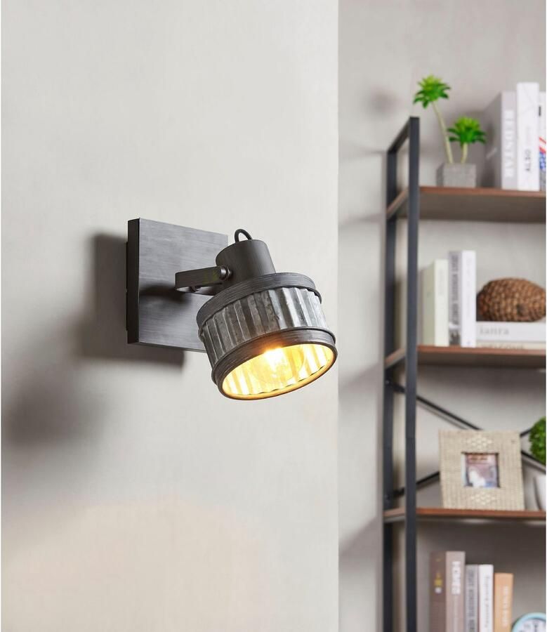 EGLO Plafondlamp TURROCK Plafondlamp in grijs en zwart van staal excl. E27 28W (1 stuk) - Foto 2