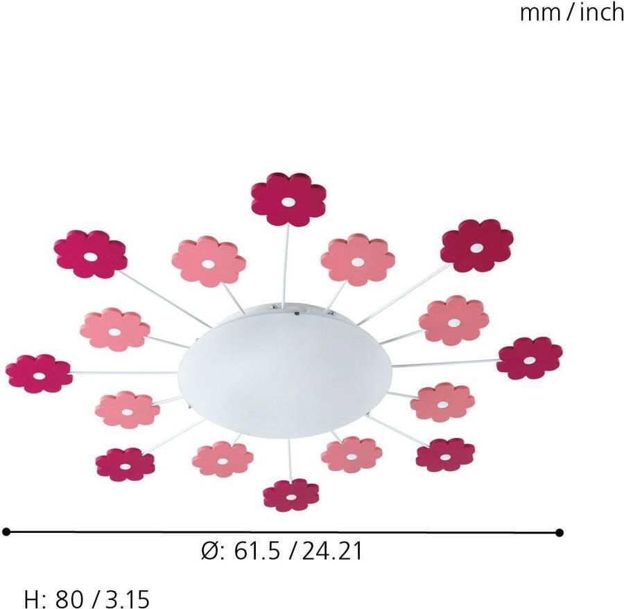 EGLO  Viki 1 Plafond- en Wandlamp - E27 - Ø 61 5 cm - Roze Wit - Foto 2