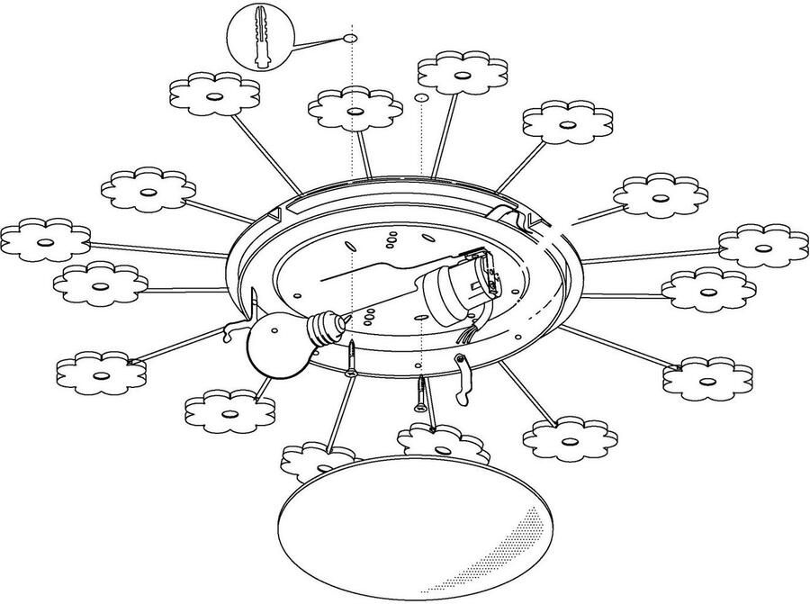 EGLO  Viki 1 Plafond- en Wandlamp - E27 - Ø 61 5 cm - Roze Wit - Foto 6