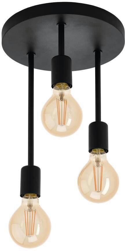 EGLO Plafondlamp WILMCOTE Deckenlampe E27 Stahl Wohnzimmerlampe Industrial Lampe Plafondlamp zwart keukenlamp ganglamp plafond met E27 fitting (1 stuk) - Foto 6