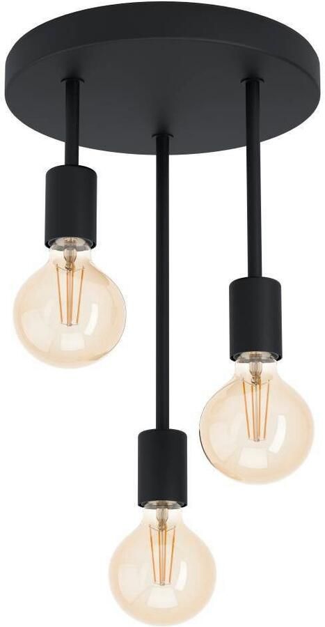 EGLO Plafondlamp WILMCOTE Deckenlampe E27 Stahl Wohnzimmerlampe Industrial Lampe Plafondlamp zwart keukenlamp ganglamp plafond met E27 fitting (1 stuk) - Foto 5