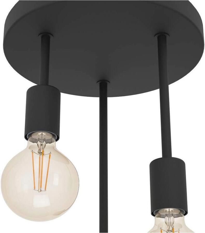 EGLO Plafondlamp WILMCOTE Deckenlampe E27 Stahl Wohnzimmerlampe Industrial Lampe Plafondlamp zwart keukenlamp ganglamp plafond met E27 fitting (1 stuk)