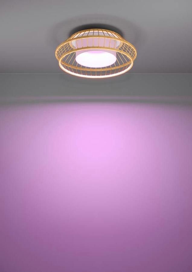 EGLO connect.z Yuku-Z Plafondlamp Ø 46 cm Wit Bruin Instelbaar RGB & wit licht Dimbaar Zigbee - Foto 5