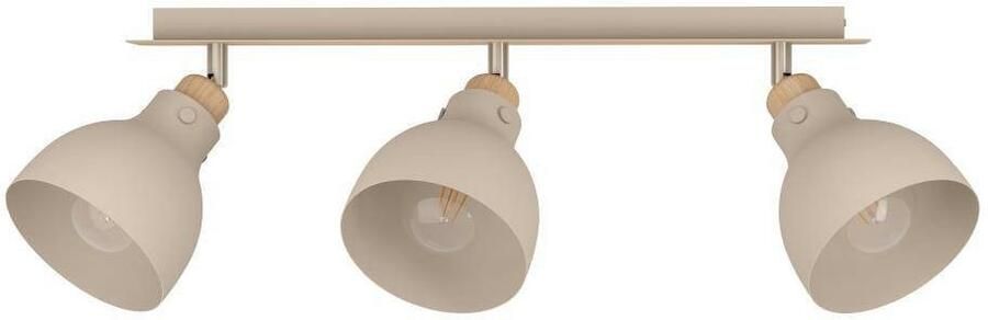 EGLO Plafondspot ARRECIFE Deckenstrahler Stahl E27 IP20 Wohnzimmerlampe Flurlampe Plafondlamp metaal in zandkleur en hout in eik plafondspot E27 (1 stuk) - Foto 5