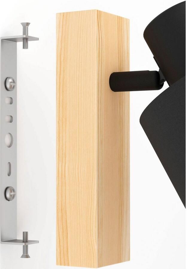 EGLO Plafondspot BATALLAS Plafondspot in bruin en zwart van hout staal excl. E27 10W (1 stuk) - Foto 3