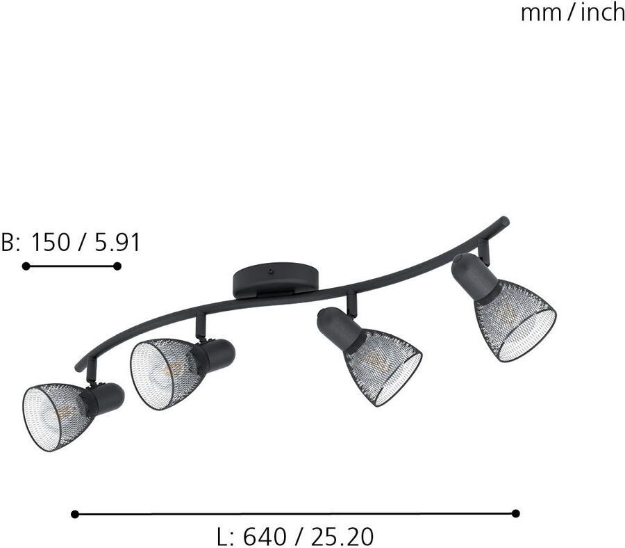 EGLO Plafondspot CAROVIGNO Plafondspot staal E14 IP20 woonkamerlamp hal lamp - Foto 2