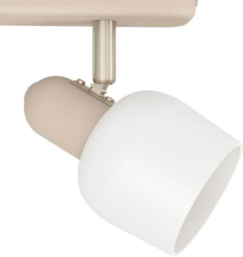EGLO Plafondspot CORATO Plafondlamp metaal in zandkleur nikkel-mat glas in wit E14 (1 stuk)
