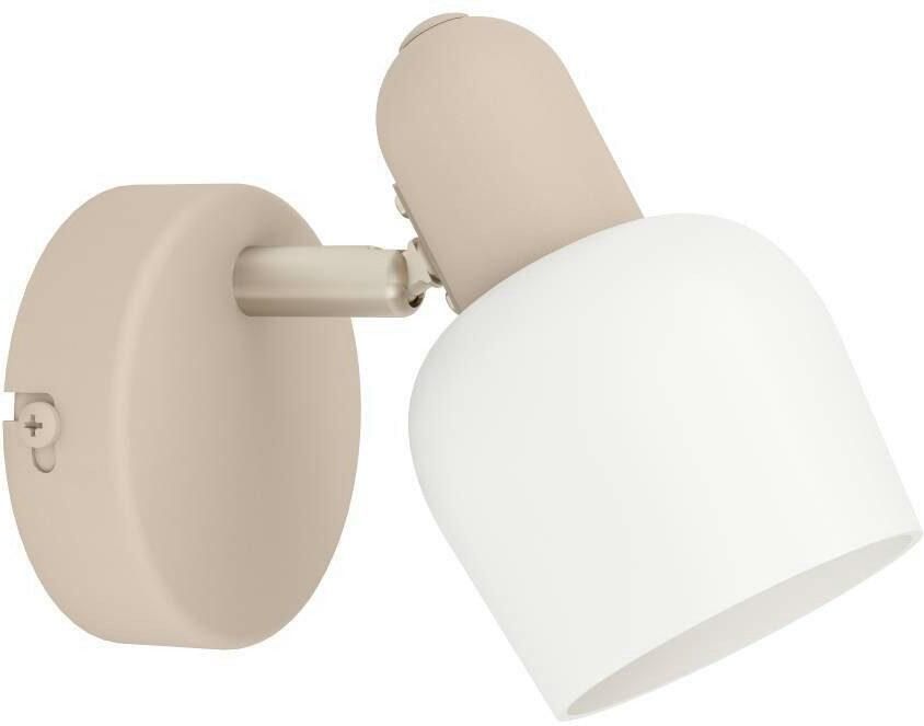 EGLO Plafondspot CORATO Wandstrahler Stahl und Glas E14 Schlafzimmerlampe Lampe Wandlamp wandspot van metaal in zandkleur en glas in wit E14 (1 stuk) - Foto 3