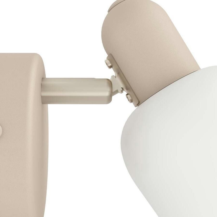 EGLO Plafondspot CORATO Wandstrahler Stahl und Glas E14 Schlafzimmerlampe Lampe Wandlamp wandspot van metaal in zandkleur en glas in wit E14 (1 stuk)