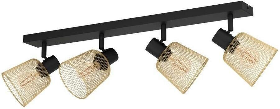 EGLO Plafondspot COSLADA Deckenstrahler Stahl E27 Wohnzimmerlampe Flurlampe Lampe Plafondlamp metaal in zwart en geborsteld messing plafondspot E27 (1 stuk) - Foto 3