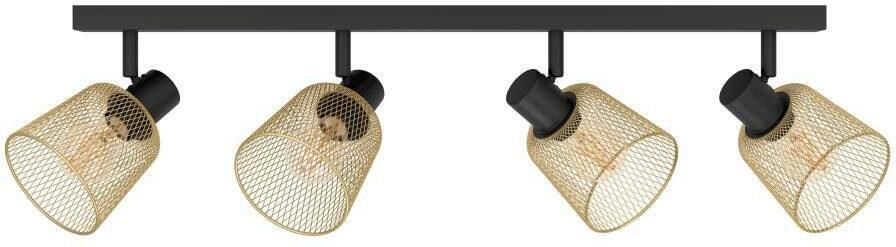 EGLO Plafondspot COSLADA Deckenstrahler Stahl E27 Wohnzimmerlampe Flurlampe Lampe Plafondlamp metaal in zwart en geborsteld messing plafondspot E27 (1 stuk) - Foto 4