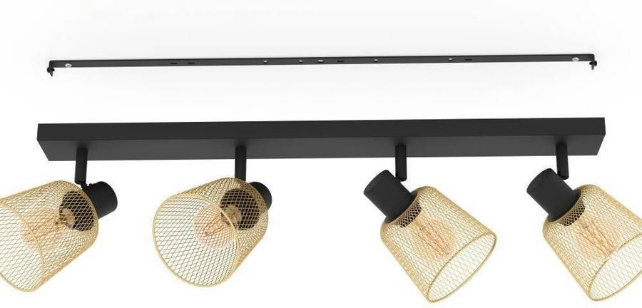 EGLO Plafondspot COSLADA Deckenstrahler Stahl E27 Wohnzimmerlampe Flurlampe Lampe Plafondlamp metaal in zwart en geborsteld messing plafondspot E27 (1 stuk) - Foto 2