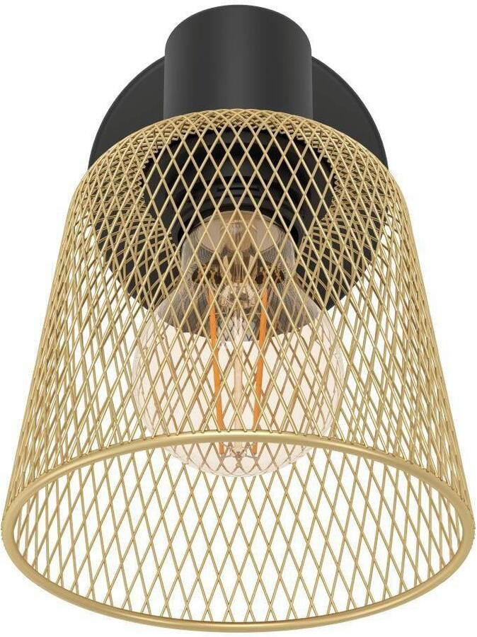 EGLO Plafondspot COSLADA Wandstrahler Stahl E27 Wohnzimmerlampe Flurlampe Lampe Wandlamp wandspot van metaal in geborsteld messing en zwart E27 (1 stuk) - Foto 4