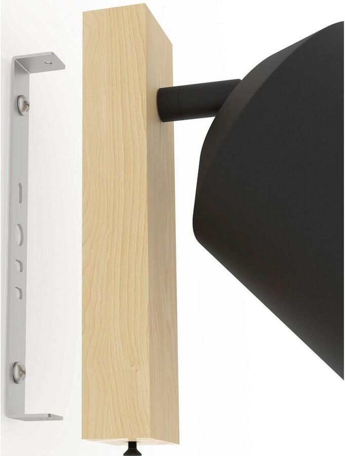 EGLO Plafondspot COTORRO Plafondspot in bruin en zwart van hout staal excl. E27 25W (1 stuk) - Foto 3