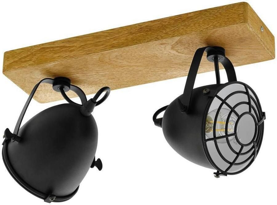 EGLO Plafondspot GATEBECK Strahler Stahl und Holz E14 IP20 Wohnzimmerlampe Lampe Plafondlamp staal in zwart en hout in natuurlijk E14 FSC gecertificeerd (1 stuk) - Foto 3