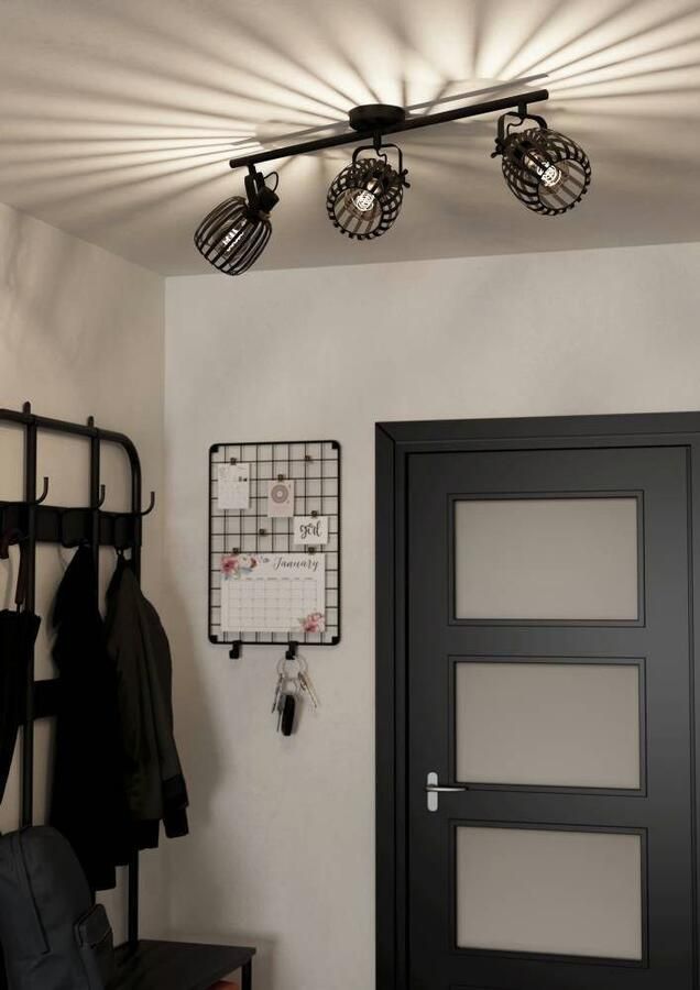 EGLO Plafondspot GIRONA Deckenstrahler Stahl E27 IP20 Wohnzimmerlampe Flurlampe Plafondlamp metaal in zwart en geborsteld messing plafondspot E27 (1 stuk) - Foto 6