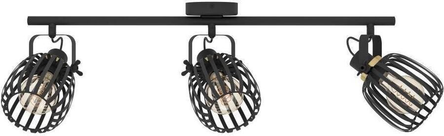 EGLO Plafondspot GIRONA Deckenstrahler Stahl E27 IP20 Wohnzimmerlampe Flurlampe Plafondlamp metaal in zwart en geborsteld messing plafondspot E27 (1 stuk) - Foto 5