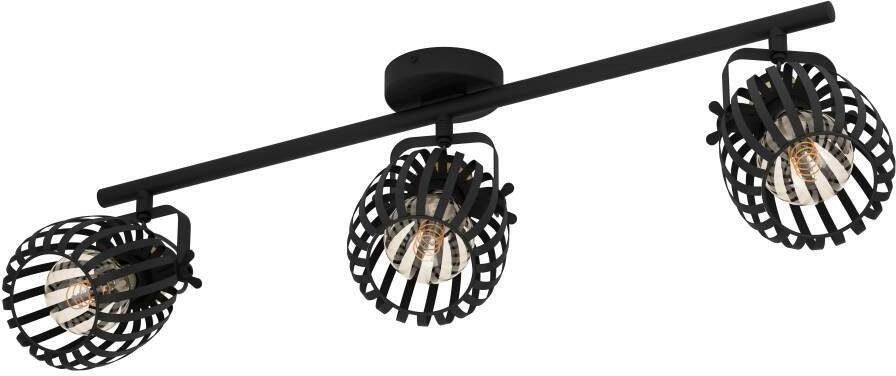 EGLO Plafondspot GIRONA Deckenstrahler Stahl E27 IP20 Wohnzimmerlampe Flurlampe Plafondlamp metaal in zwart en geborsteld messing plafondspot E27 (1 stuk) - Foto 3