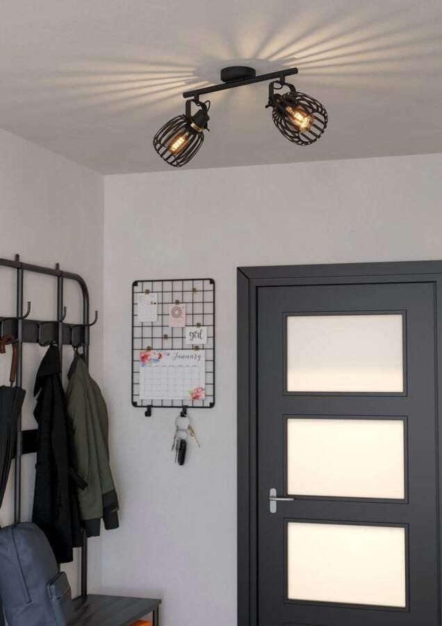 EGLO Plafondspot GIRONA Deckenstrahler Stahl IP20 E27 Wohnzimmerlampe Flurlampe Plafondlamp metaal in zwart en geborsteld messing plafondspot E27 (1 stuk) - Foto 6