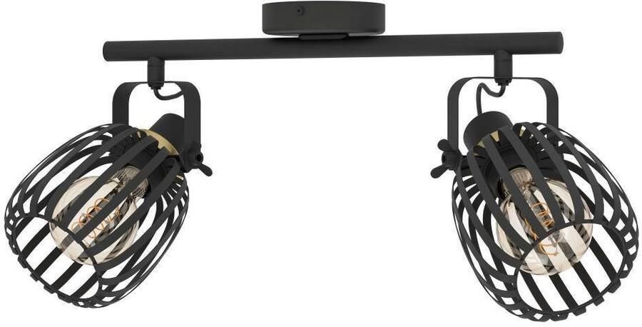 EGLO Plafondspot GIRONA Deckenstrahler Stahl IP20 E27 Wohnzimmerlampe Flurlampe Plafondlamp metaal in zwart en geborsteld messing plafondspot E27 (1 stuk) - Foto 3