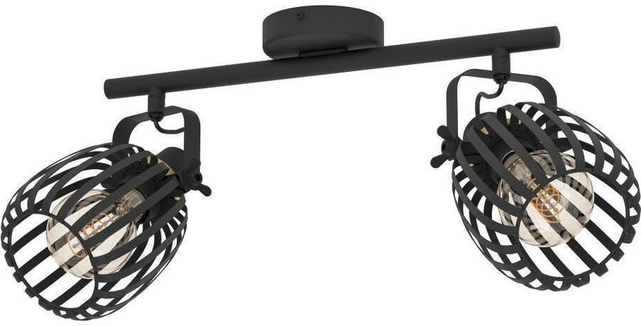 EGLO Plafondspot GIRONA Deckenstrahler Stahl IP20 E27 Wohnzimmerlampe Flurlampe Plafondlamp metaal in zwart en geborsteld messing plafondspot E27 (1 stuk) - Foto 4