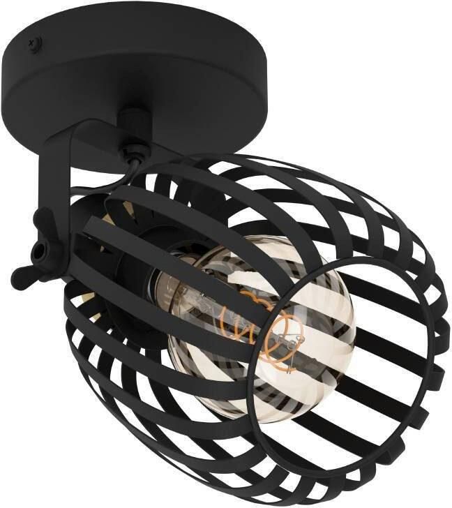 EGLO Plafondspot GIRONA Wandstrahler Stahl IP20 E27 Wohnzimmerlampe Flurlampe Wandlamp wandspot van metaal in zwart en geborsteld messing E27 (1 stuk) - Foto 5