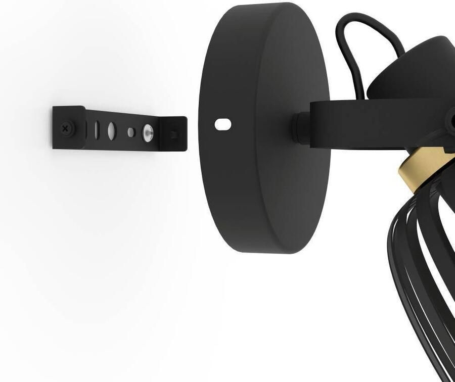 EGLO Plafondspot GIRONA Wandstrahler Stahl IP20 E27 Wohnzimmerlampe Flurlampe Wandlamp wandspot van metaal in zwart en geborsteld messing E27 (1 stuk) - Foto 2