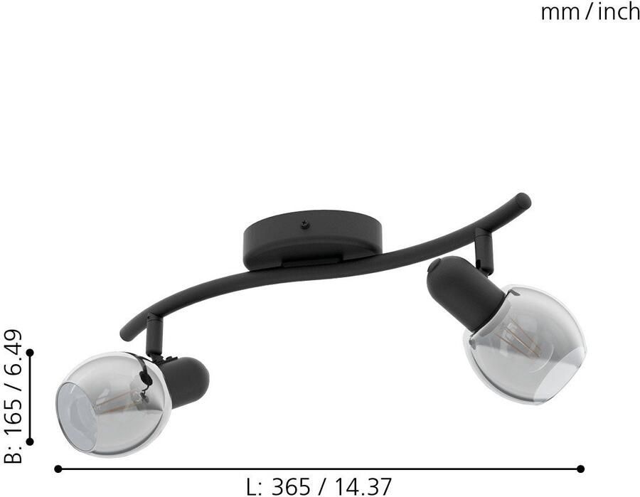 EGLO Plafondspot POLLICA Plafondspot E14 IP20 staal glas woonkamerlamp lamp - Foto 2