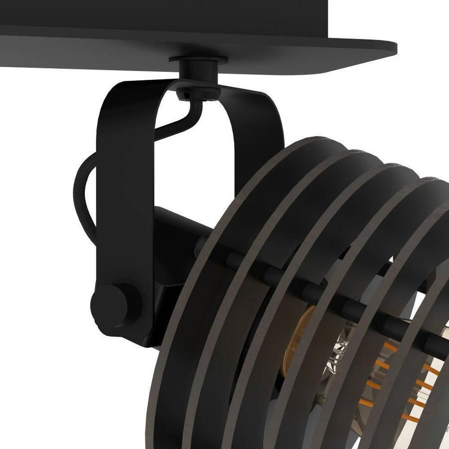 EGLO Plafondspot SEGOVIA Plafondlamp metaal en hout in zwart plafondspot met E27 fitting (1 stuk)