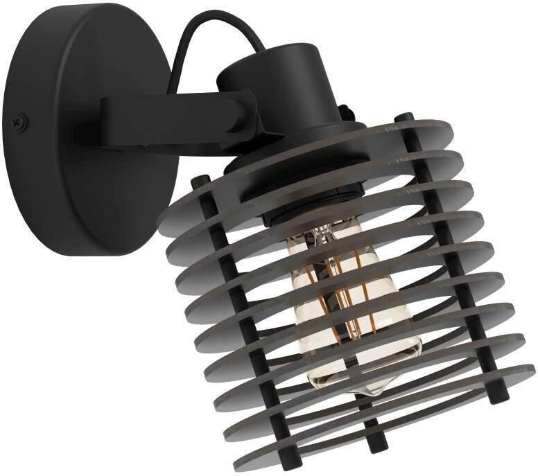 EGLO Plafondspot SEGOVIA Wandlamp wandspot van metaal en hout in zwart E27 fitting (1 stuk) - Foto 6