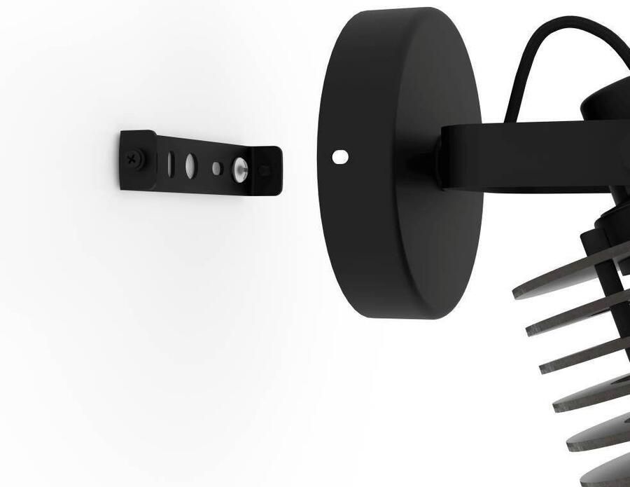 EGLO Plafondspot SEGOVIA Wandlamp wandspot van metaal en hout in zwart E27 fitting (1 stuk) - Foto 3