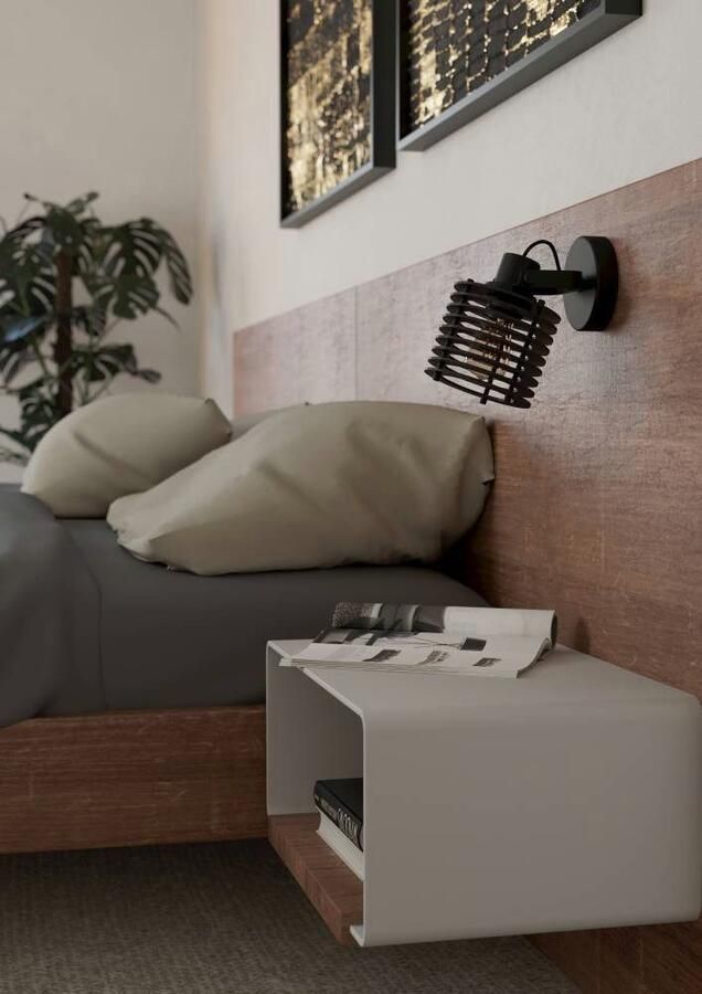 EGLO Plafondspot SEGOVIA Wandlamp wandspot van metaal en hout in zwart E27 fitting (1 stuk) - Foto 4