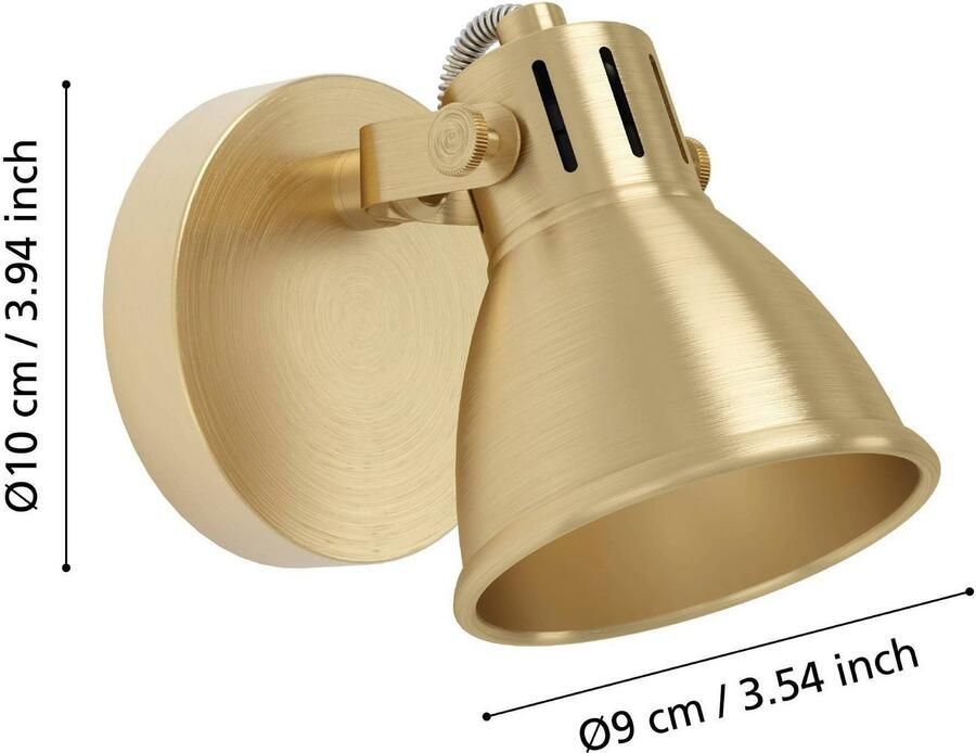 EGLO Plafondspot SERAS Wandspot GU10 IP20 staal slaapkamerlamp hal lamp Spot goudkleurig wandspot voor woonkamer hal of slaapkamer (1 stuk) - Foto 2