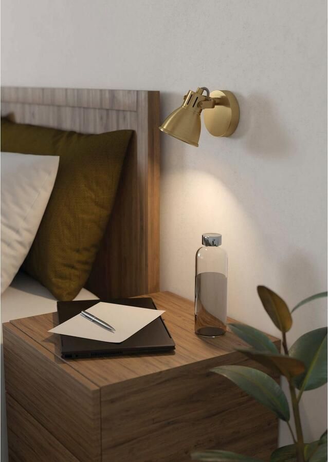 EGLO Plafondspot SERAS Wandstrahler GU10 IP20 Stahl Schlafzimmerlampe Flurlampe Plafondspot in messing en goudkleur van staal incl. GU10 3W (1 stuk) - Foto 3