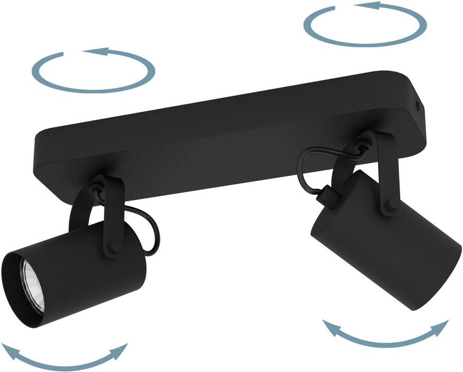 EGLO Plafondspot SOREGO Deckenstrahler Stahl GU10 IP20 Schlafzimmerlampe Lampe Deckenspot in zwart van staal incl. GU10 3W (1 stuk)