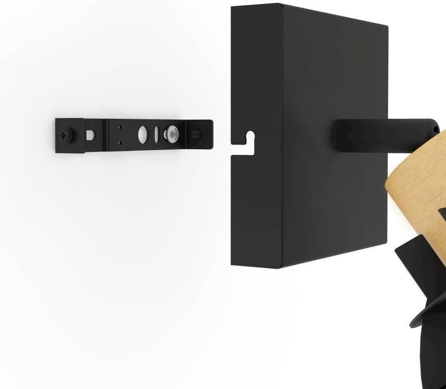 EGLO Plafondspot STILLINGTON 1 Wandlamp wandspot van hout en metaal in zwart woonkamer gang (1 stuk) - Foto 2