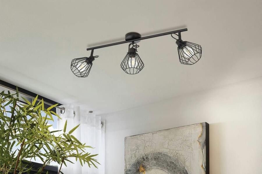 EGLO Plafondspot TABILLANO Deckenstrahler Stahl IP20 E27 Wohnzimmerlampe Flurlampe Plafondlamp staal zwart keukenlamp spots met E27 fitting (1 stuk)