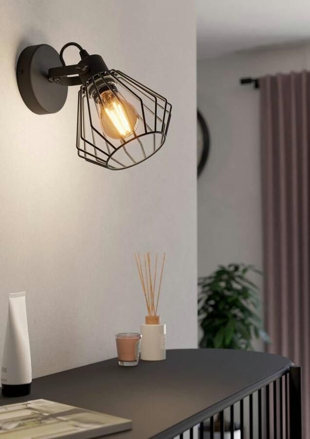 EGLO Plafondspot TABILLANO wandlamp ganglamp woonkamerlamp metaal zwart E27 (1 stuk) - Foto 4