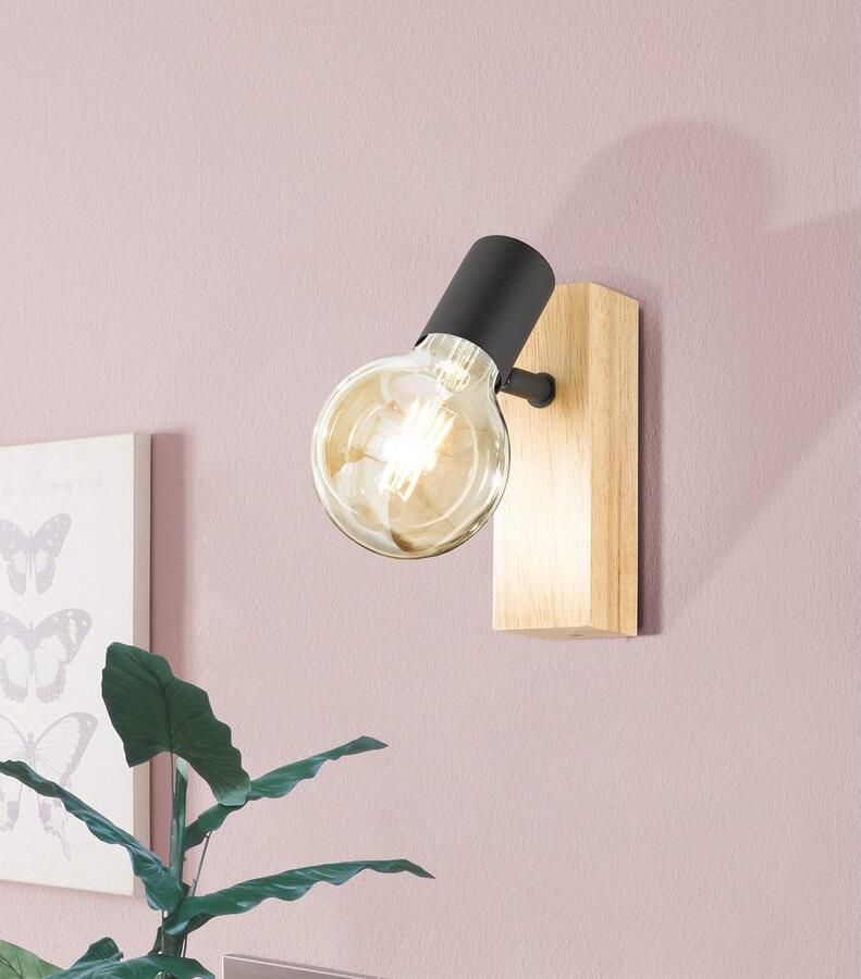 EGLO Plafondspot TOWNSHEND 3 Strahler Stahl und Holz E27 Wohnzimmerlampe Lampe - Foto 3