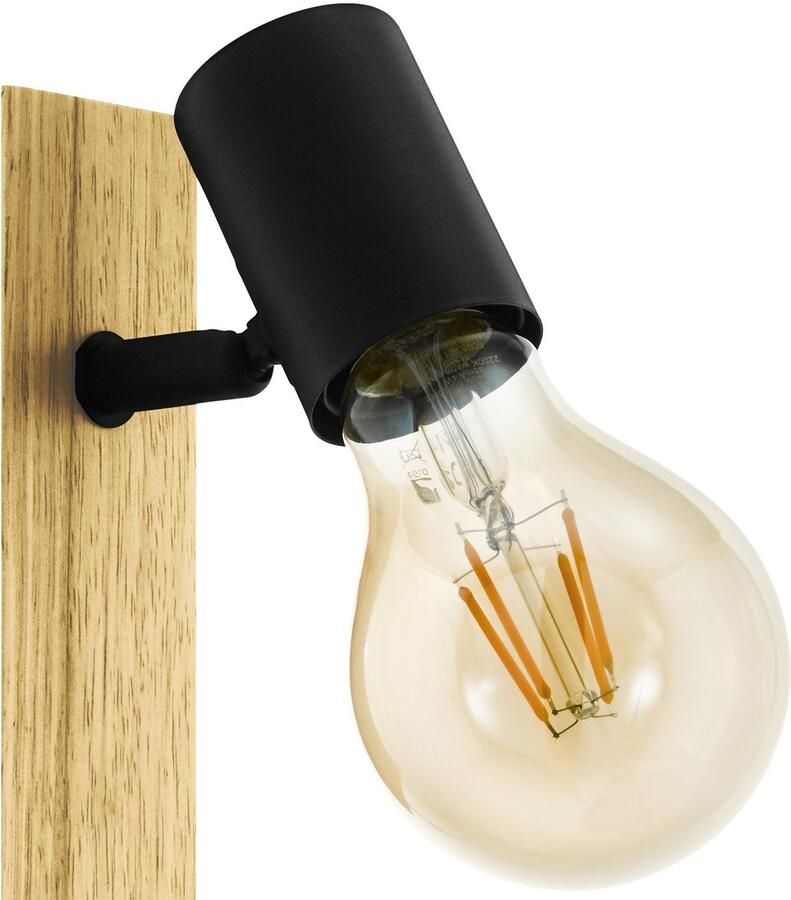 EGLO Plafondspot TOWNSHEND 3 Strahler Stahl und Holz E27 Wohnzimmerlampe Lampe - Foto 4
