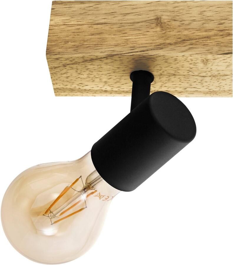 EGLO Plafondspot TOWNSHEND 3 Strahler Stahl und Holz E27 Wohnzimmerlampe Lampe Vintage plafondspot Industrial design retro lamp fitting: E27