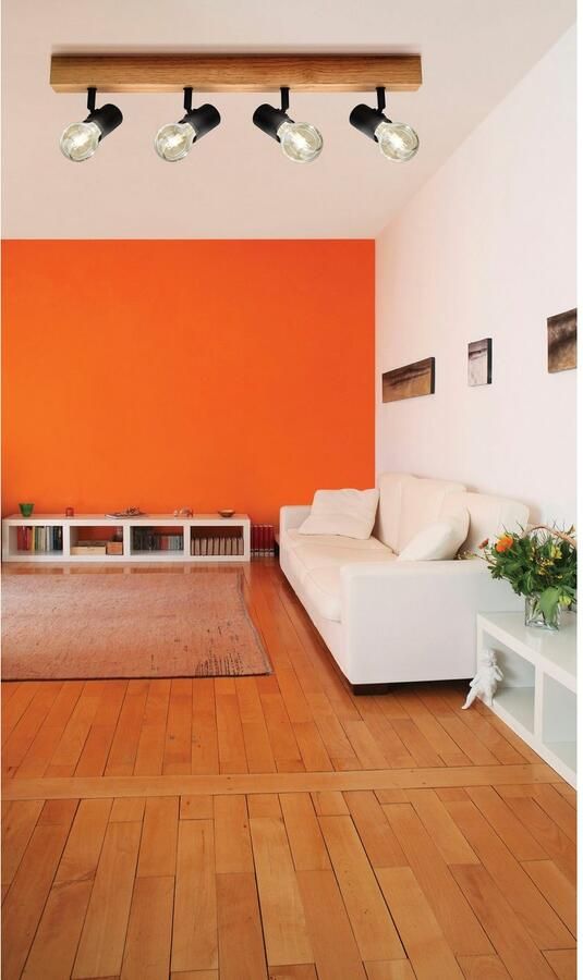 EGLO Plafondspot TOWNSHEND 3 Strahler Stahl und Holz E27 Wohnzimmerlampe Lampe Vintage plafondspot Industrial design retro lamp fitting: E27 - Foto 3